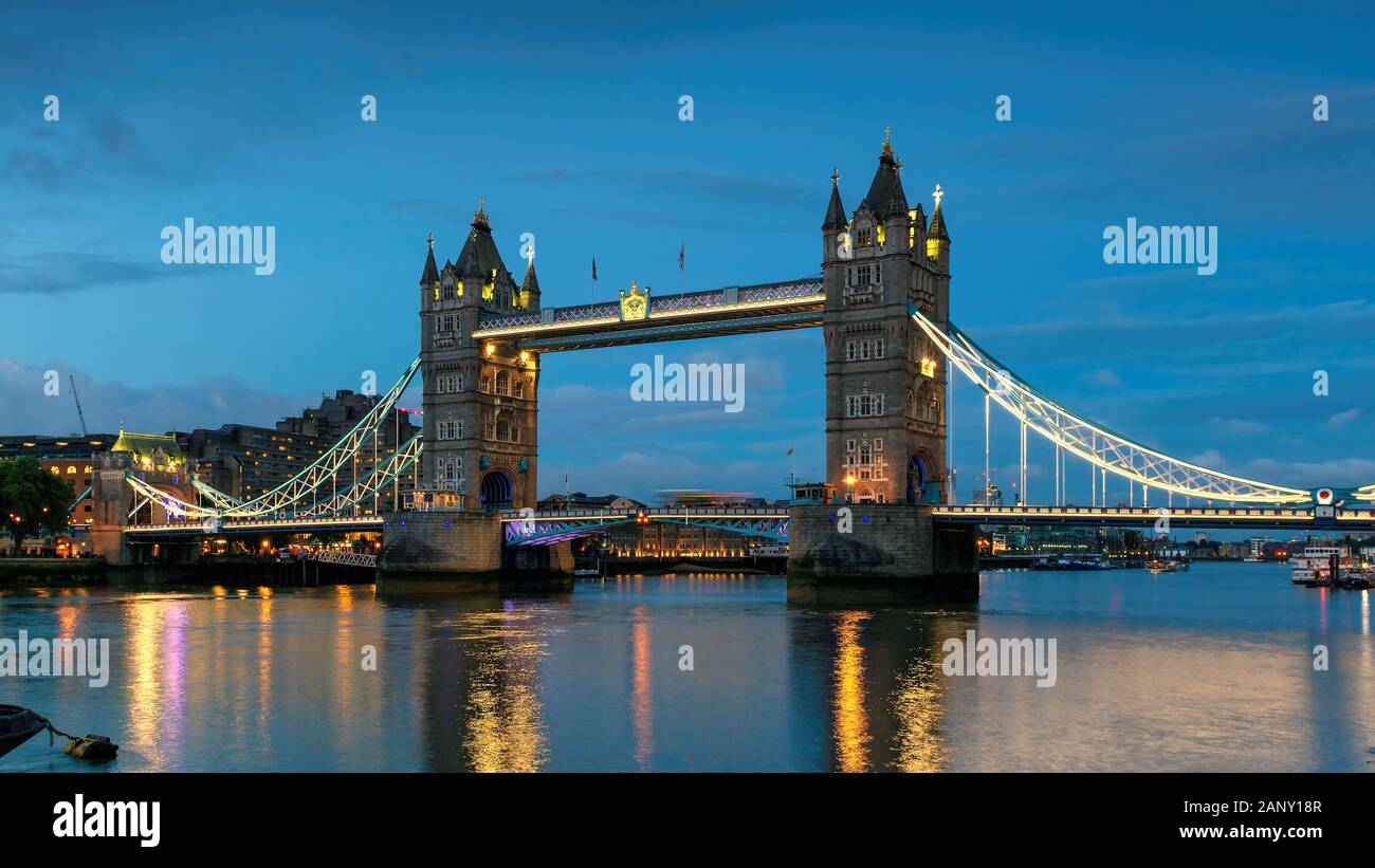 Tower Bridge at sunset in London, UK. Stock Photo