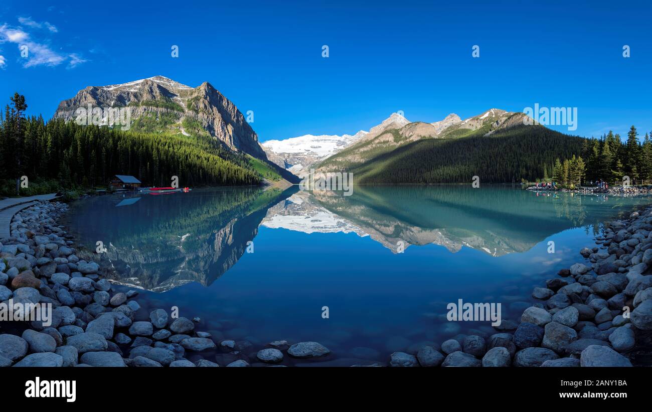 Beautiful Lake Louise in Rocky Mountains, Canada Stock Photo