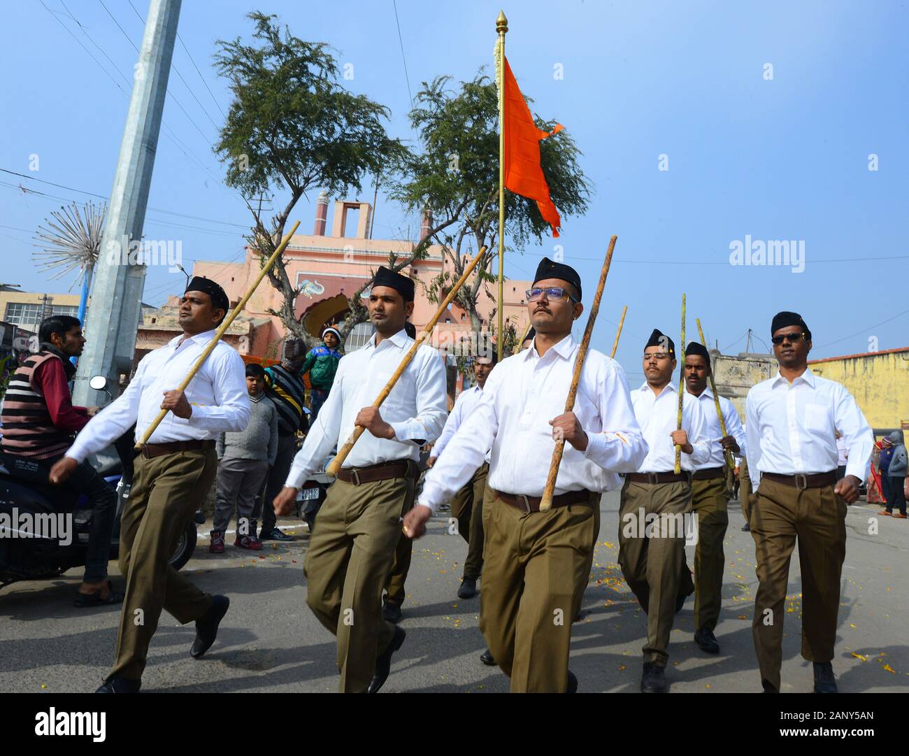 Beawar India 19th Jan 2020 Rashtriya Swayamsevak Sangh Rss Volunteers Take Part In Foot March Path