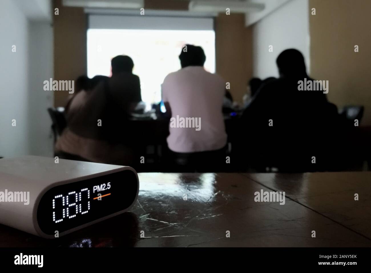 bad indoor air quality in study room. classroom air quality measuring