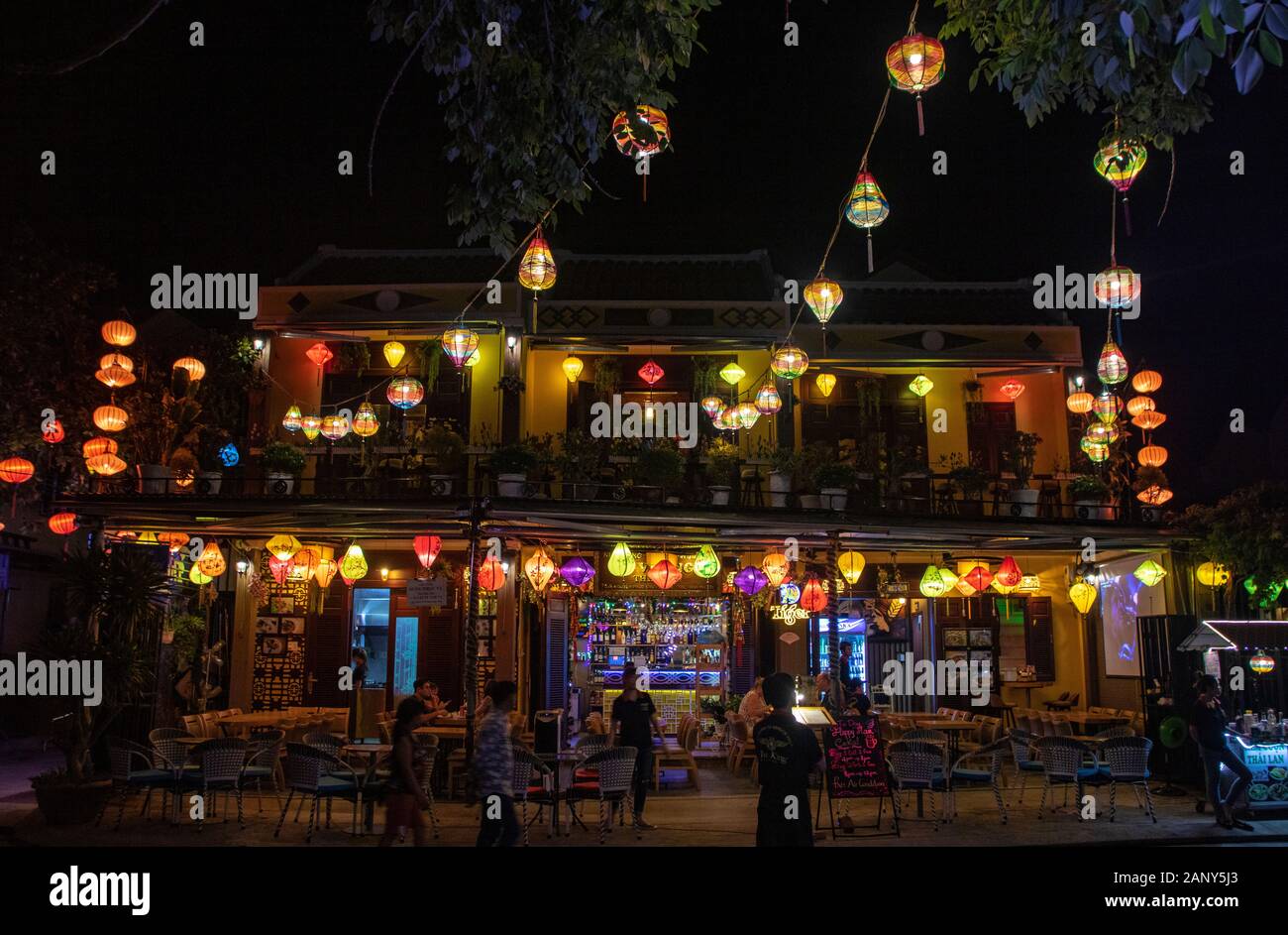 Traditional lanterns hanging in the streets of Hoi An old town Stock ...