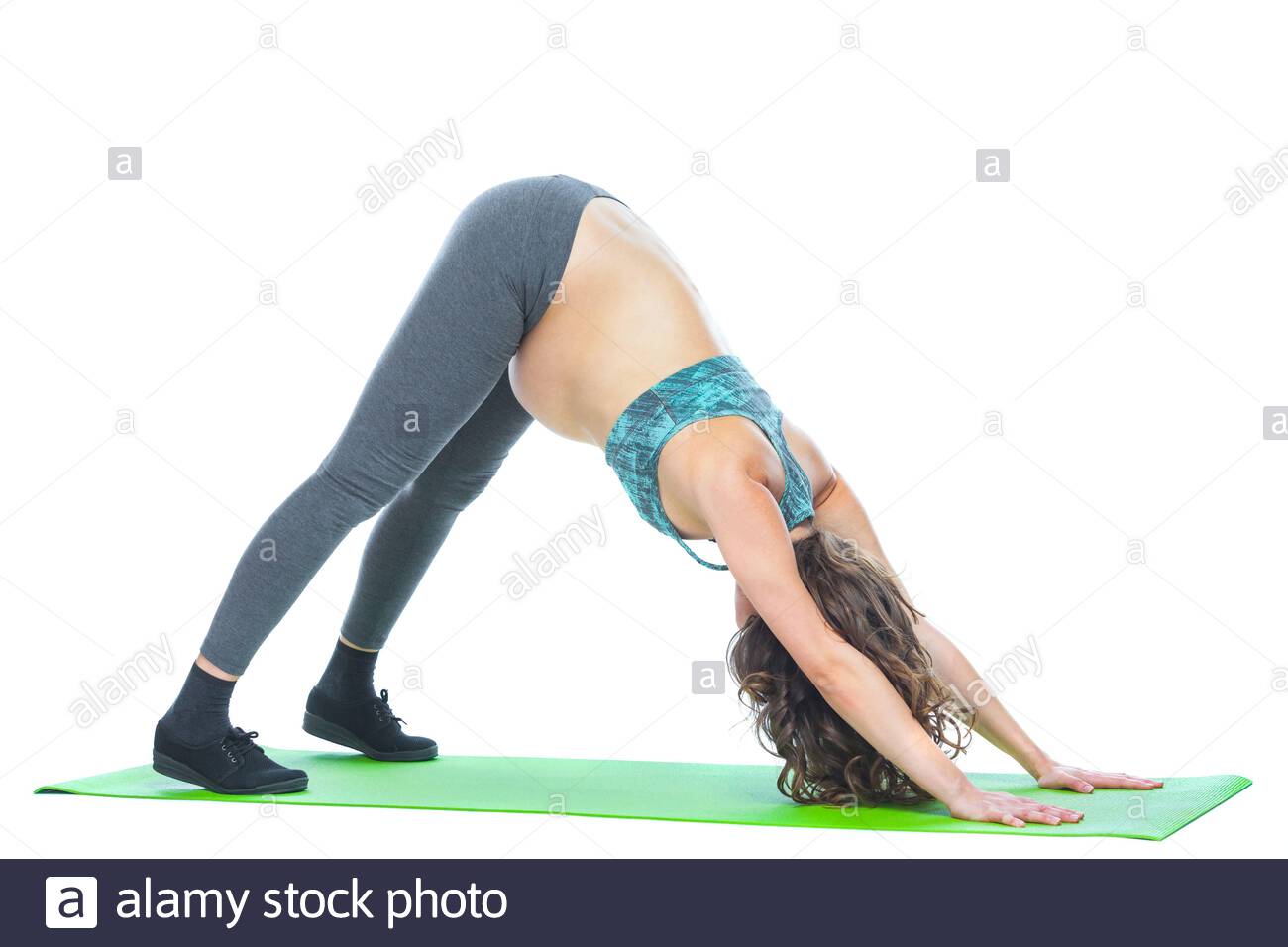 Beautiful Pregnant Woman Workout Doing Fitness On Last Months Of Pregnancy Yoga Positions Motherhood Pregnancy Yoga Concept Isolated White Backg Stock Photo Alamy