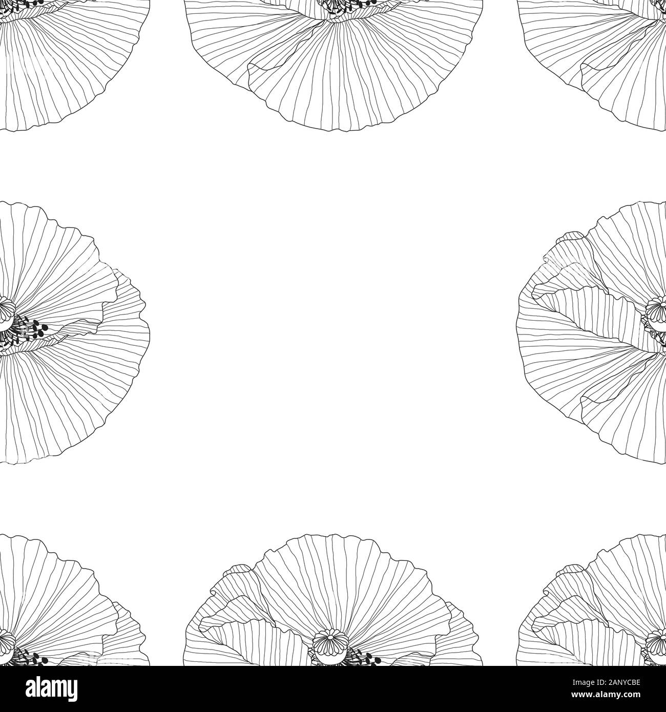 seamless pattern of black and white poppies Stock Vector Image & Art ...