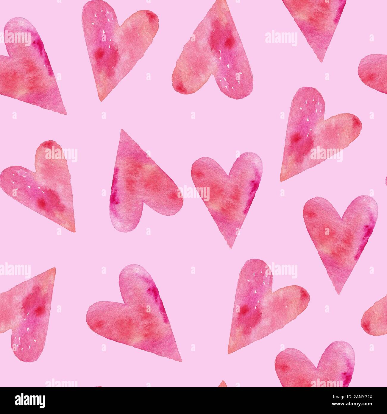 Watercolor seamless pattern or texture with hearts on pink background ...