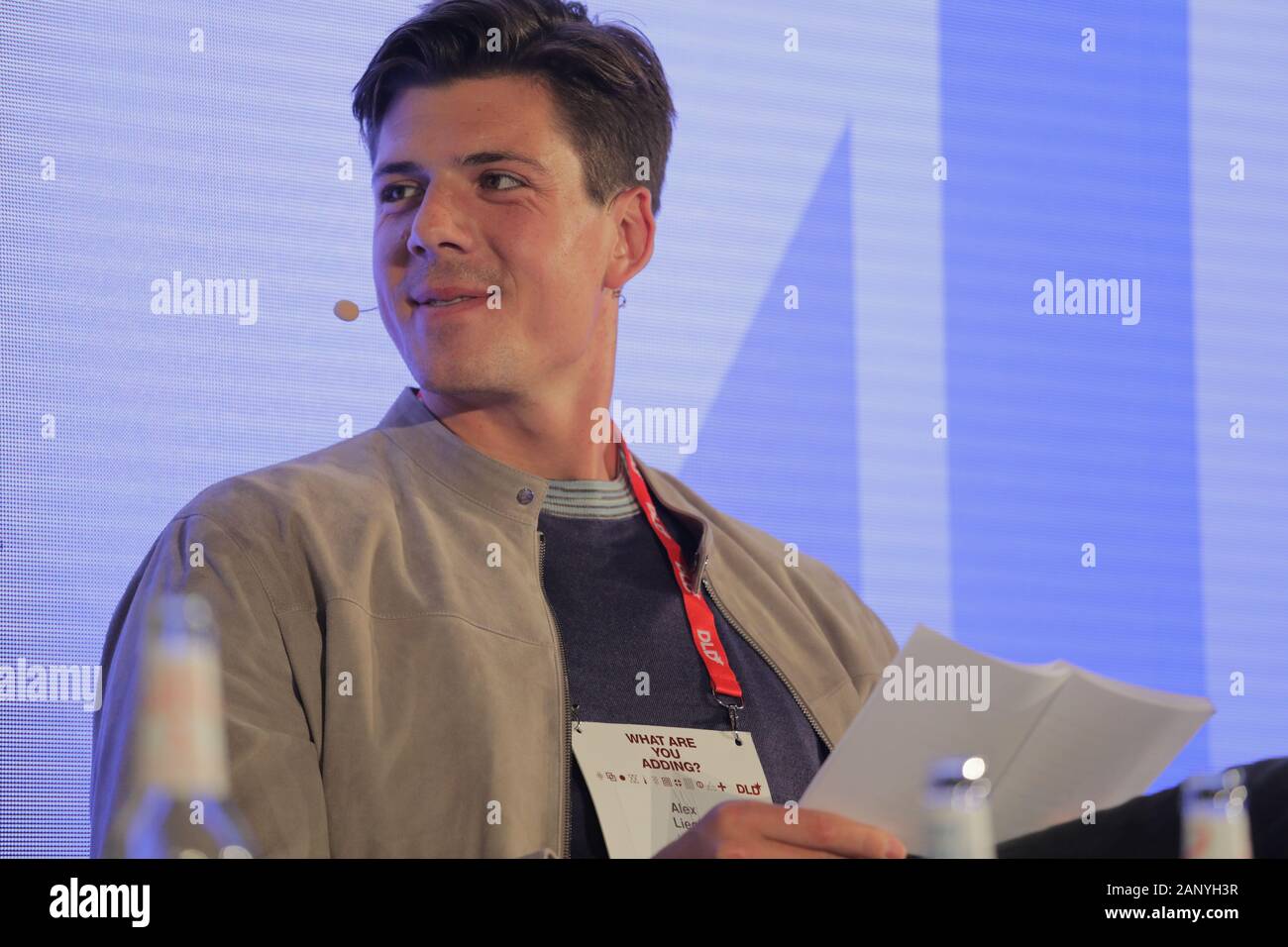 Munich, Bavaria. 19th Jan, 2020. Alexander Liegl (Co-Founder and CEO Layer1) speaks during a panel at DLD Munich Conference 2020, Europe's big innovation conference, Alte Kongresshalle, Munich, January 18-20, 2020 Picture Alliance for DLD/Hubert Burda Media | usage worldwide Credit: dpa/Alamy Live News Stock Photo