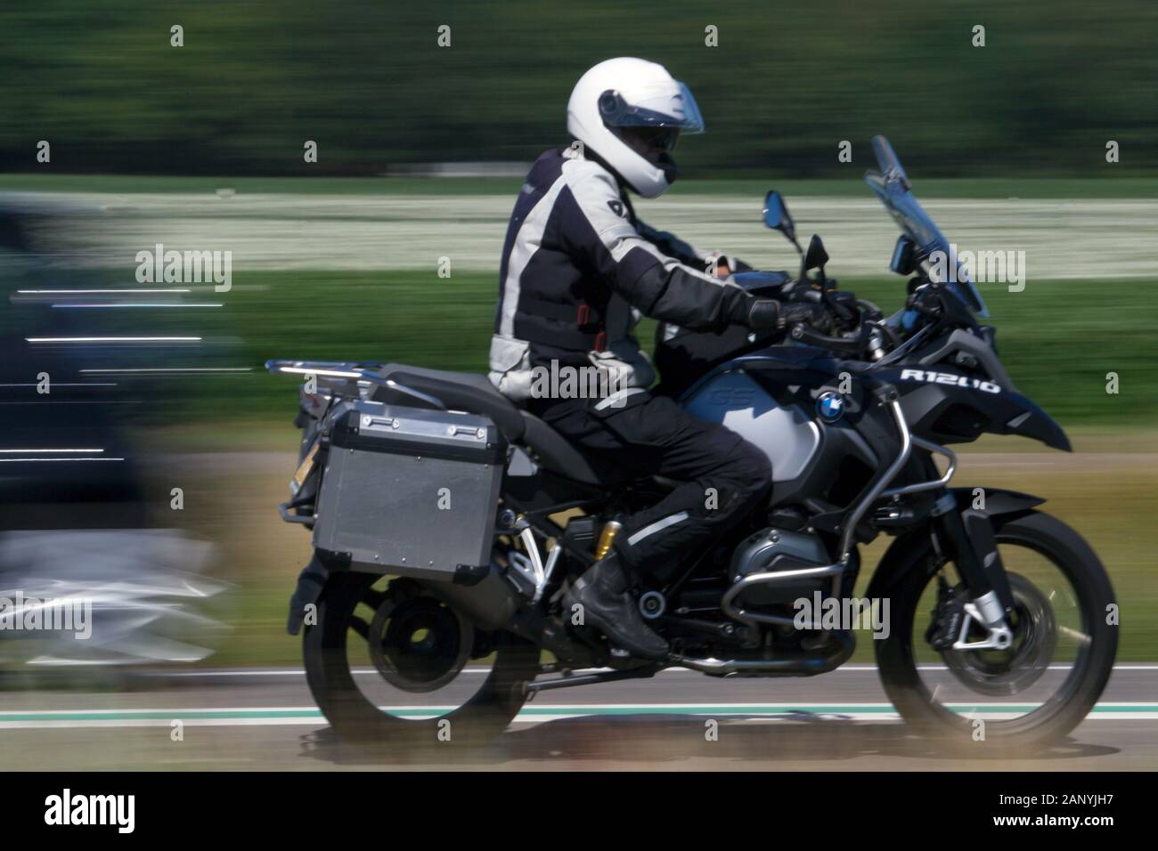 Hoogeveen, Netherlands- June 30, 2018: motorcycle on the N48 motorway, Netherlands Stock Photo