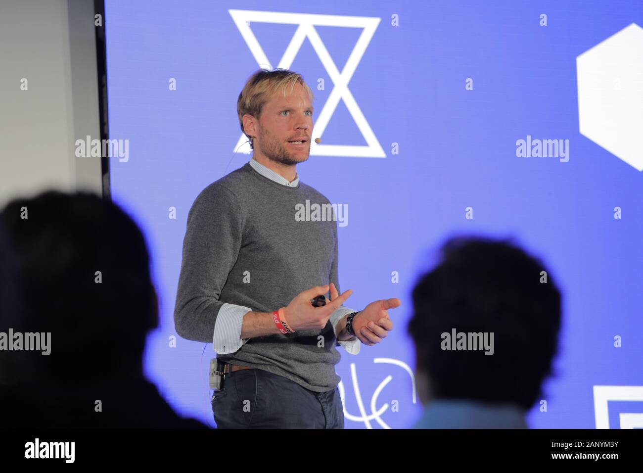 Munich, Bavaria. 19th Jan, 2020. Benedikt Böhm (CEO Dynafit) speaks during a panel at DLD Munich Conference 2020, Europe's big innovation conference, Alte Kongresshalle, Munich, January 18-20, 2020 Picture Alliance for DLD/Hubert Burda Media | usage worldwide Credit: dpa/Alamy Live News Stock Photo