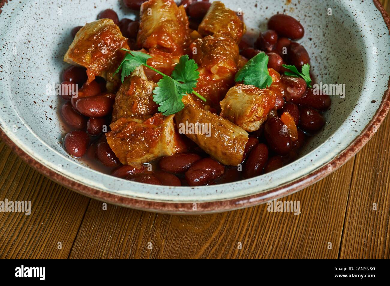 Portuguese cuisine at Tia Maria's, featuring traditional feijoada.
