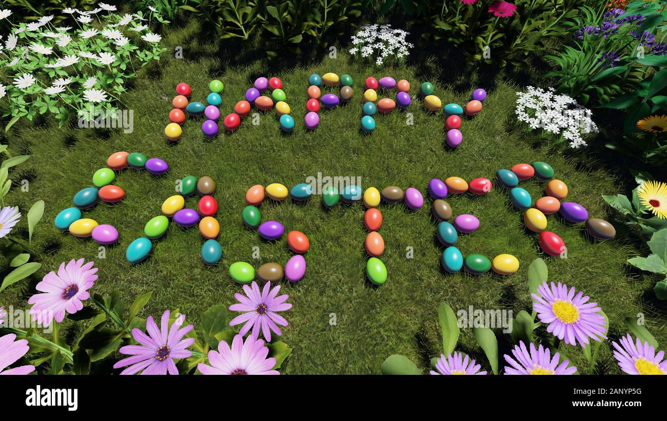 Easter eggs hiding in the grass 3D rendering Stock Photo - Alamy