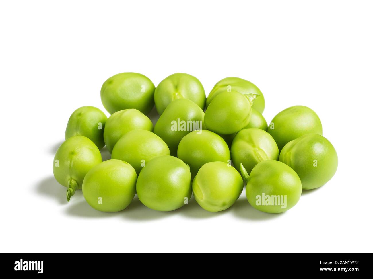 Fresh green peas group isolated on  white background. Stock Photo