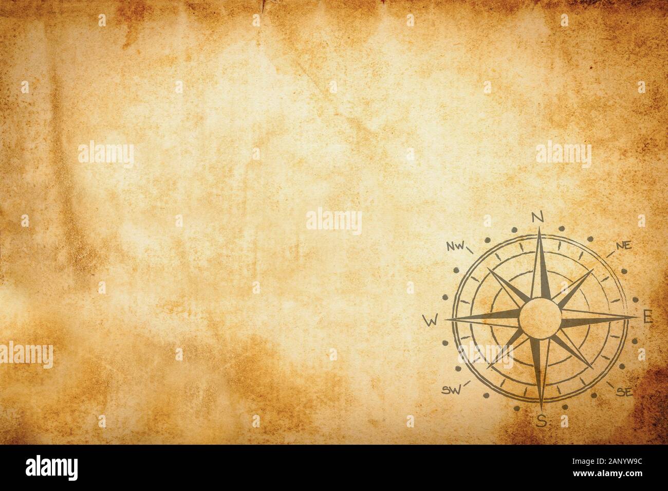 old  vintage  parchment with compass rose Stock Photo