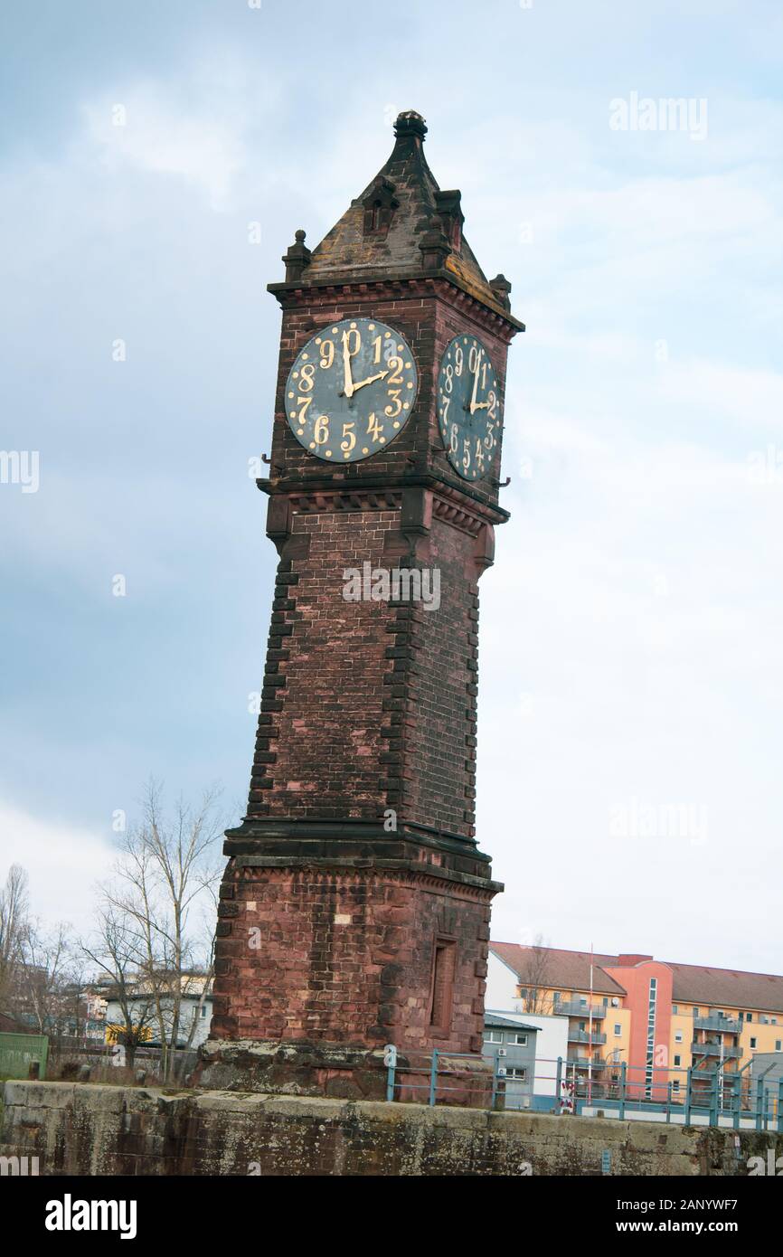 the clock tower on a cloudy day Stock Photo