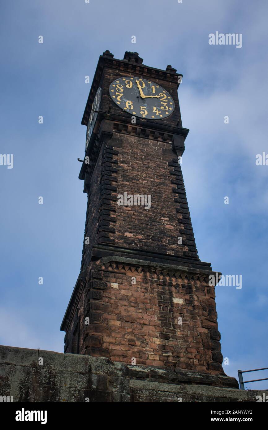the clock tower on a cloudy day Stock Photo