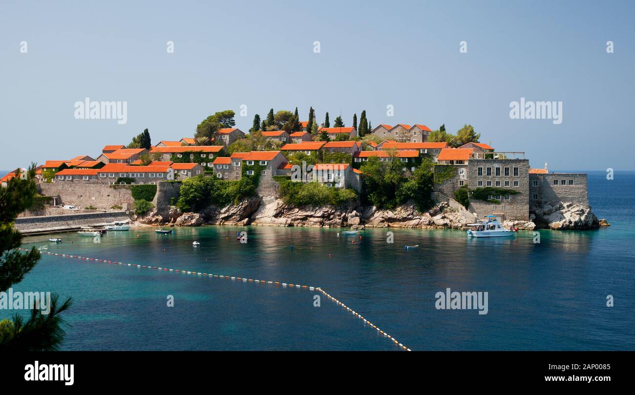 Sveti Stefan Peninsula, Budva Riviera, Montenegro Stock Photo