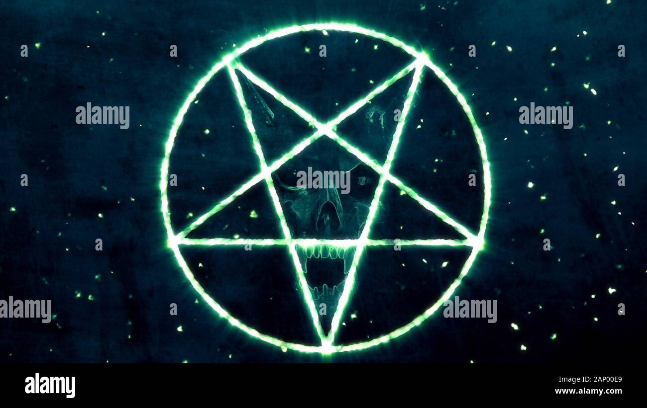 Inverted Pentagram Symbol with the Face of the Evil Illustration Stock  Photo - Alamy