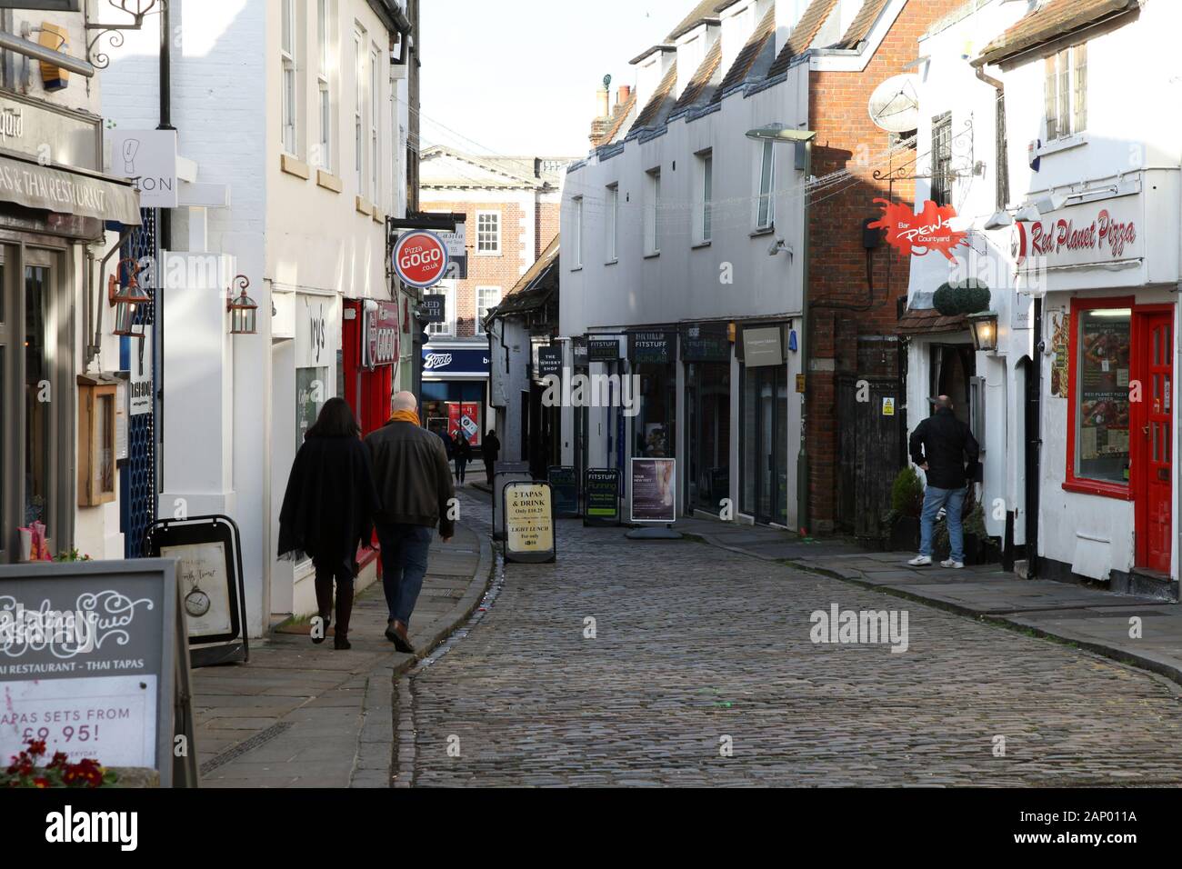 Looking Down Chapel Street Pedestrians Walk Towards Guildford