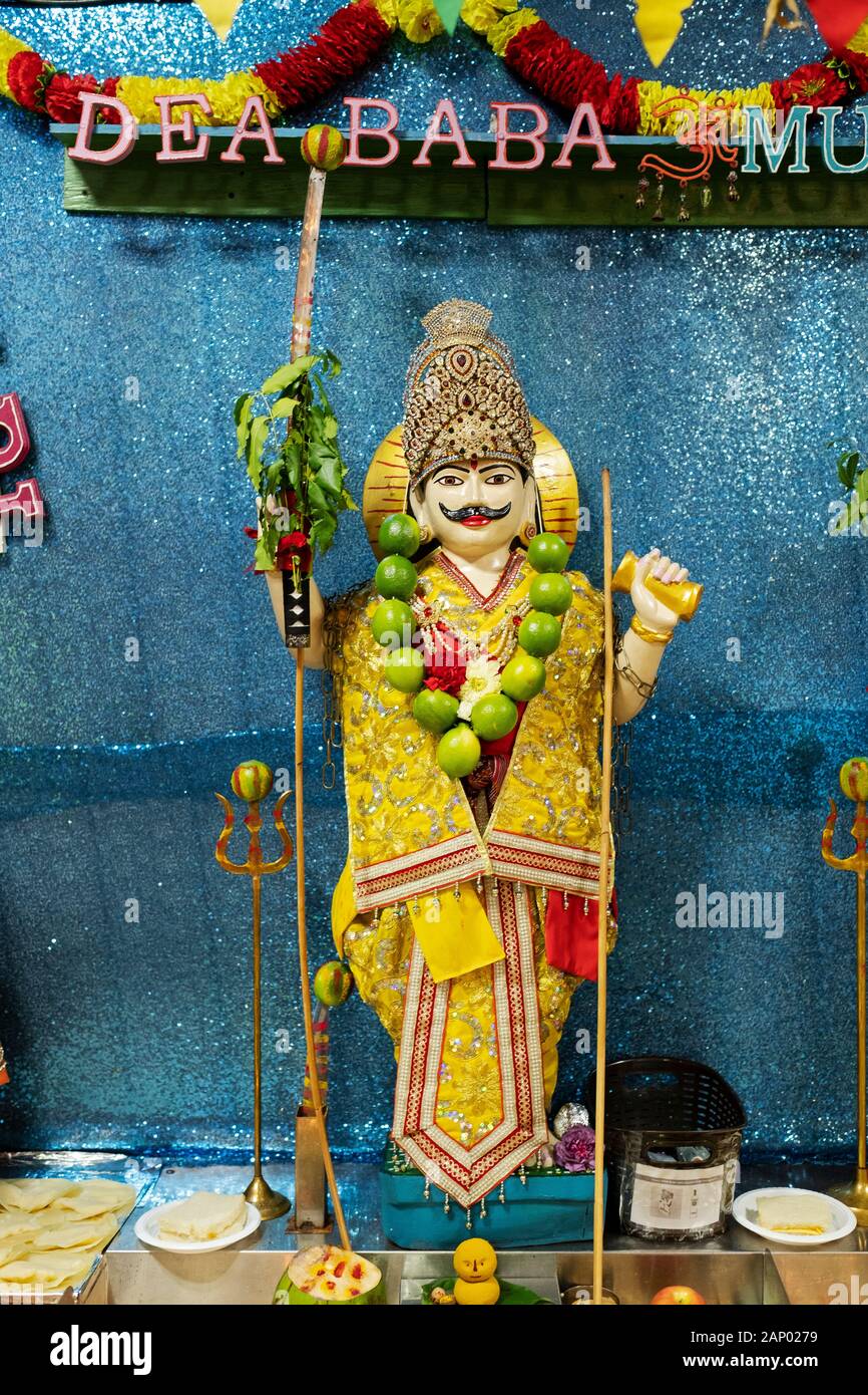 A statue of the Hindu deity Dea Baba at the Jamaica Maha Kali Temple in
