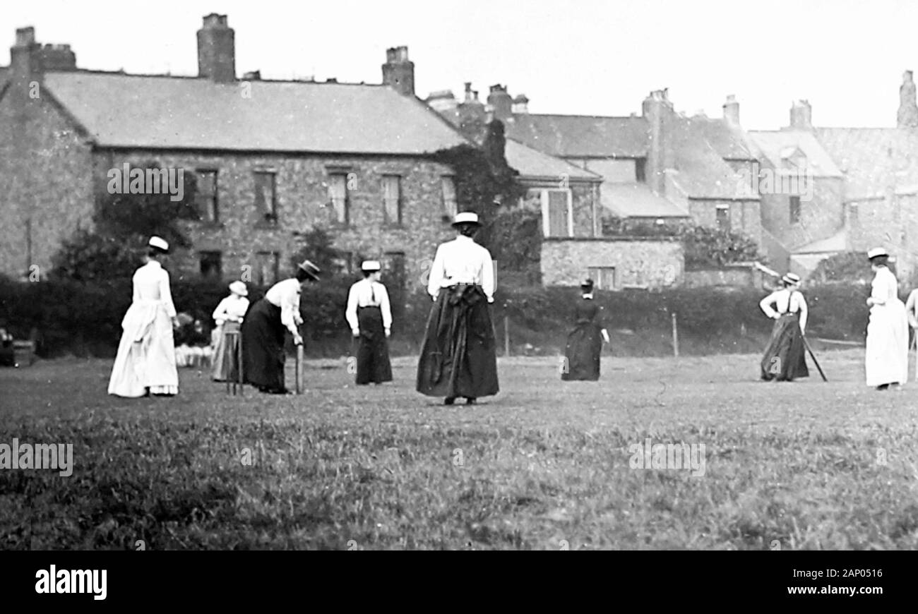 Women's cricket match, Victorian period Stock Photo