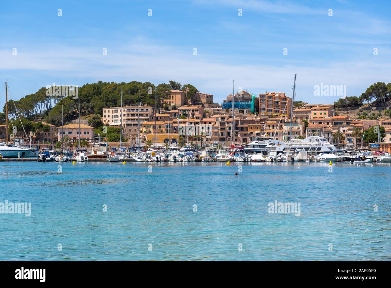 MALLORCA, SPAIN - May 7, 2019: Port de Soller, Majorca seaside resort, a popular tourist destination. Baleares, Spain Stock Photo