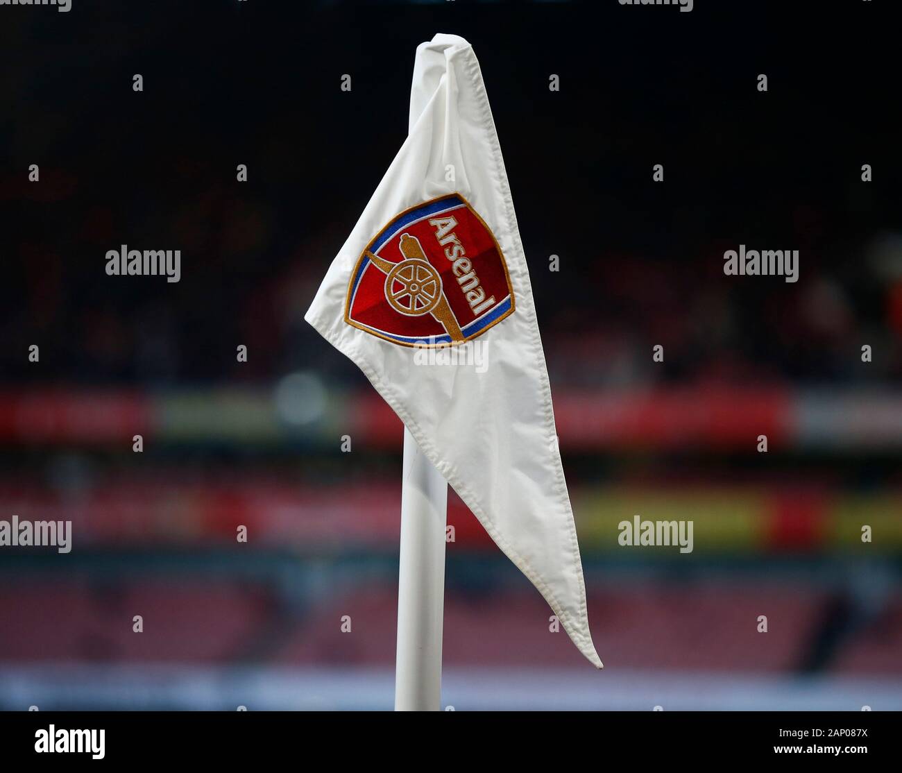 LONDON, ENGLAND - JANUARY 18: Arsenal Corner Flag during English Premier League match between Arsenal and Sheffield United on January 18 2020 at The E Stock Photo