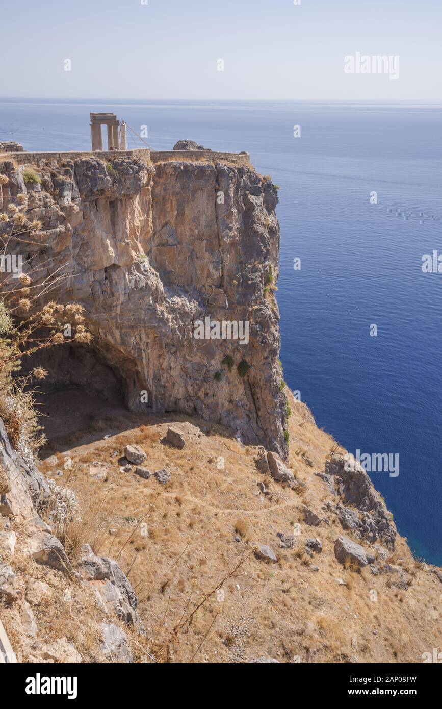 View on the cliffs and the Mediterranean Sea from the Acropolis of
