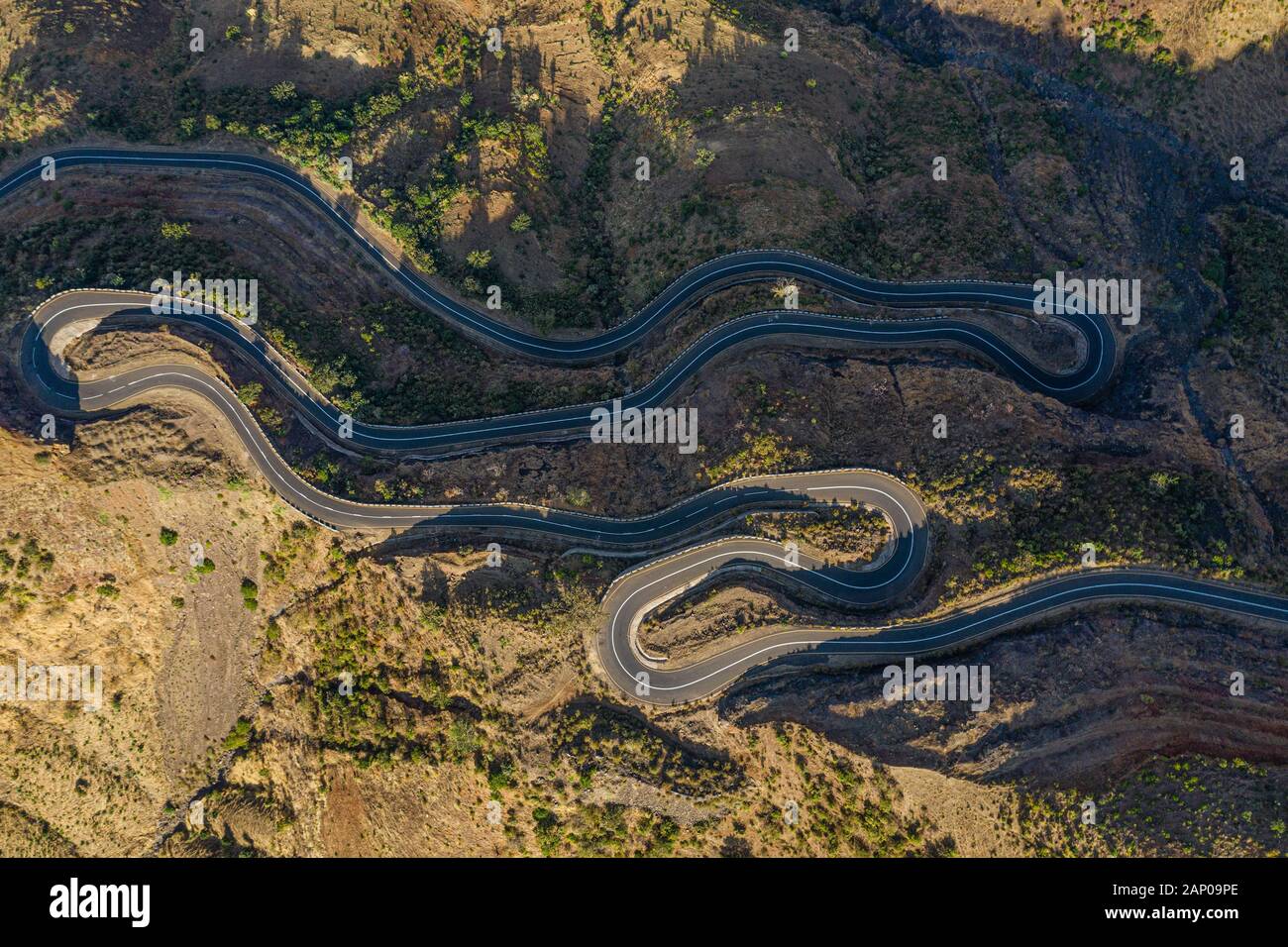 Winding road in mountainous landscape in northern Ethiopia Stock Photo