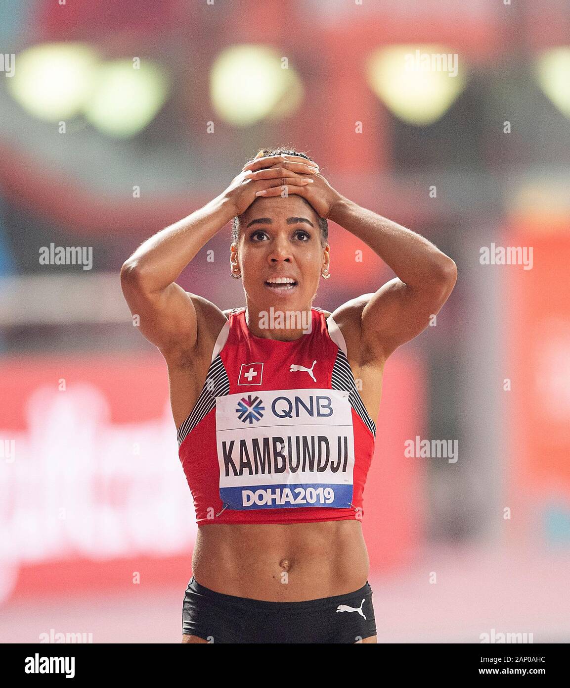 jubilation Mujinga KAMBUNDJI (SUI / 3rd place), stunned final 200m of women,  on 02.10.2019 World Athletics Championships 2019 in Doha / Qatar, from  27.09. - 10.10.2019. Â | usage worldwide Stock Photo - Alamy