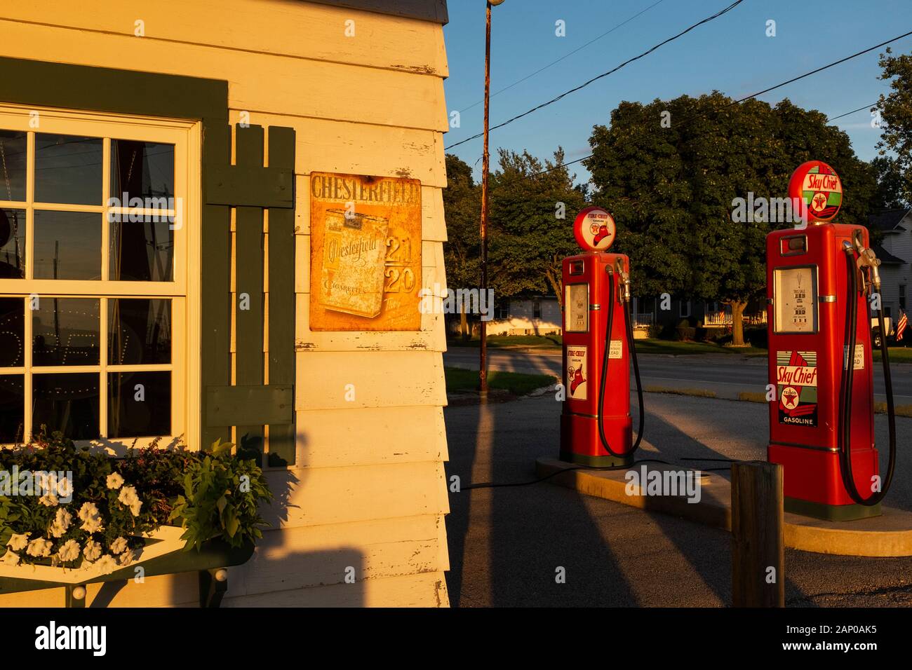 Dwight, Illinois, USA - July 5, 2014: Detail of the Ambler-Becker Texaco Station, an old Service Station along the historic route 66 in the city of Dw Stock Photo