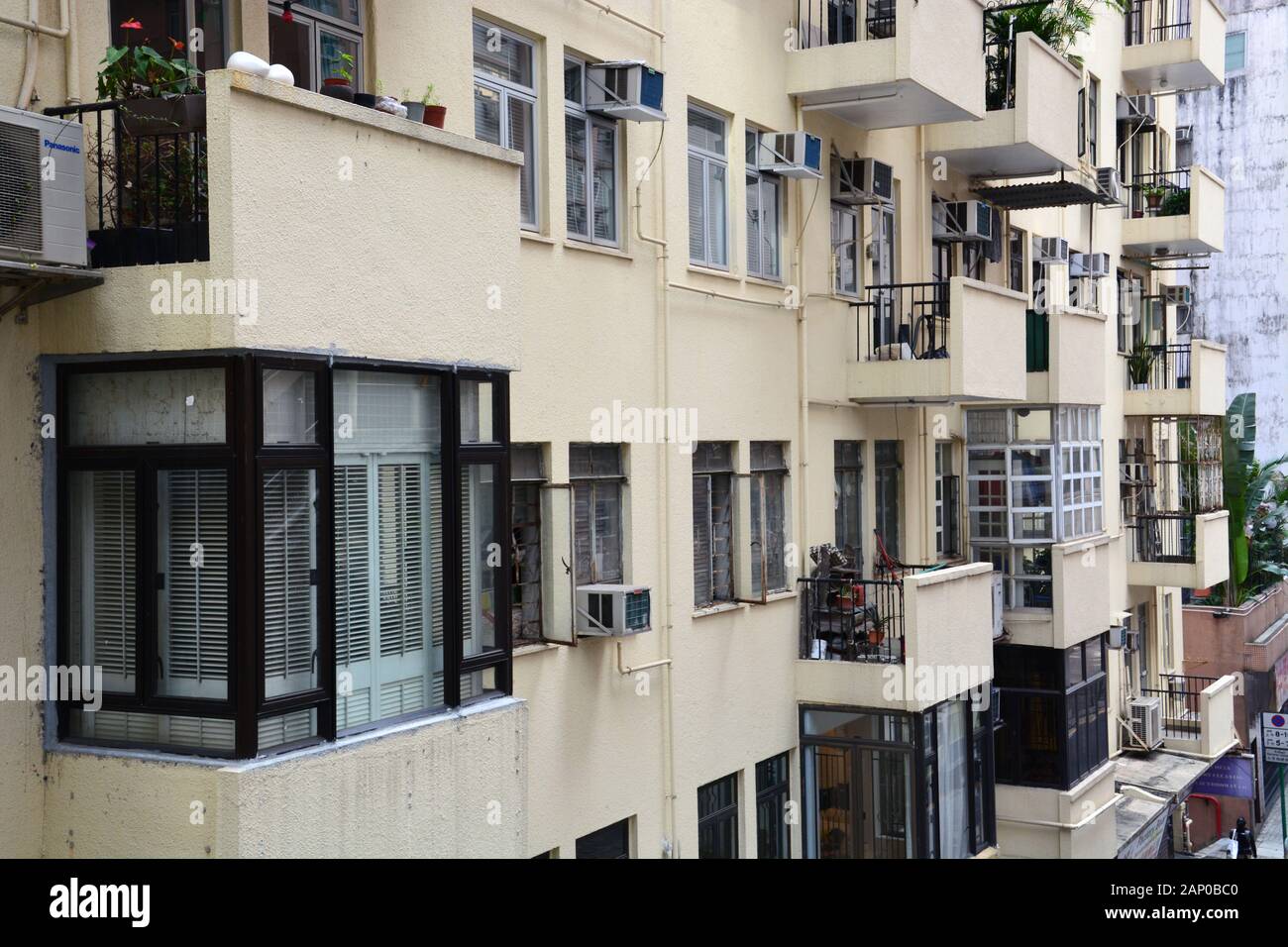 Windows to an apartment flat in the Mid Levels neighborhood of Hong