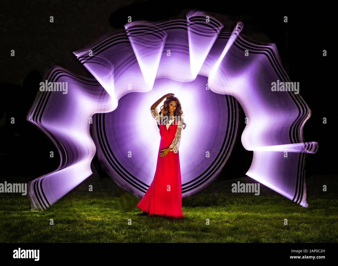 Example long exposure light photography with a manakin model (Sally Photo - Alamy