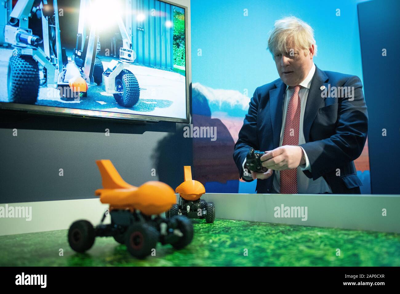 Prime Minister Boris Johnson visits the "Small Robot Company" stand at the  Innovation Zone during the UK-Africa Investment Summit at the  Intercontinental Hotel London Stock Photo - Alamy