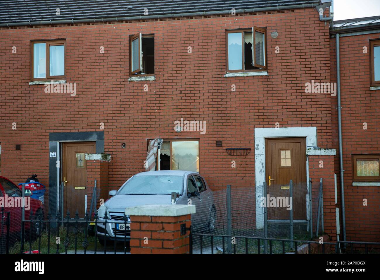 Cork, Ireland, 20th January 2020.   Attempted Murder in Mayfield, Cork City. At 4am today two armed men broke into a house in the Dunard estate of Mayfield, Cork where a man in his early 20s was attacked with weapons before being doused in petrol and set alight, he received serious life changing injuries to his upper body. The assailants made there getaway from Gardai and two cars believed to be involved were later found on the south side of the city.  Credit: Damian Coleman Credit: Damian Coleman/Alamy Live News Stock Photo