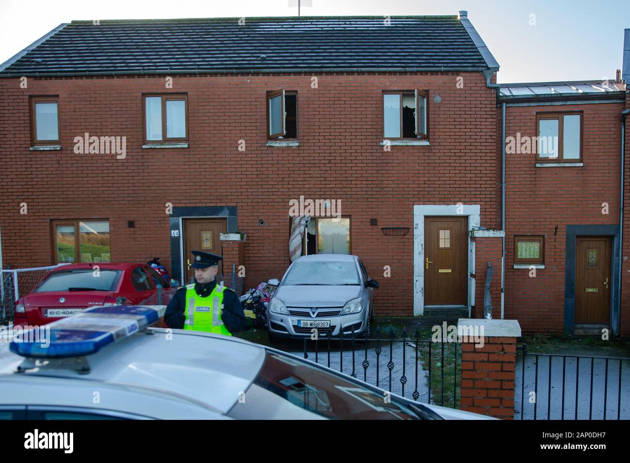 Cork, Ireland, 20th January 2020.   Attempted Murder in Mayfield, Cork City. At 4am today two armed men broke into a house in the Dunard estate of Mayfield, Cork where a man in his early 20s was attacked with weapons before being doused in petrol and set alight, he received serious life changing injuries to his upper body. The assailants made there getaway from Gardai and two cars believed to be involved were later found on the south side of the city.  Credit: Damian Coleman Credit: Damian Coleman/Alamy Live News Stock Photo