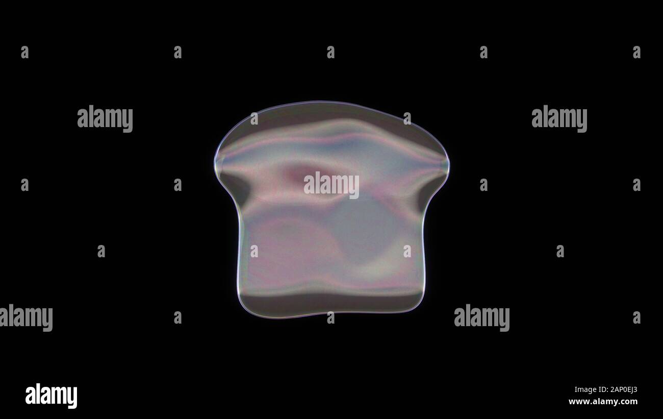 Distorted Bread 3D rendering of distorted transparent soap bubble in shape of symbol of ...