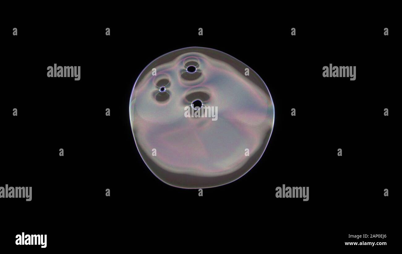 Distorted Boball 3D rendering of distorted transparent soap bubble in shape of symbol of ...