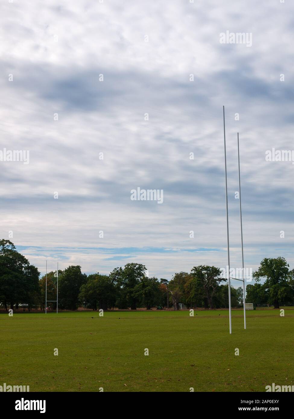 Outside sports field college university goal posts football rugby; England; UK Stock Photo Alamy