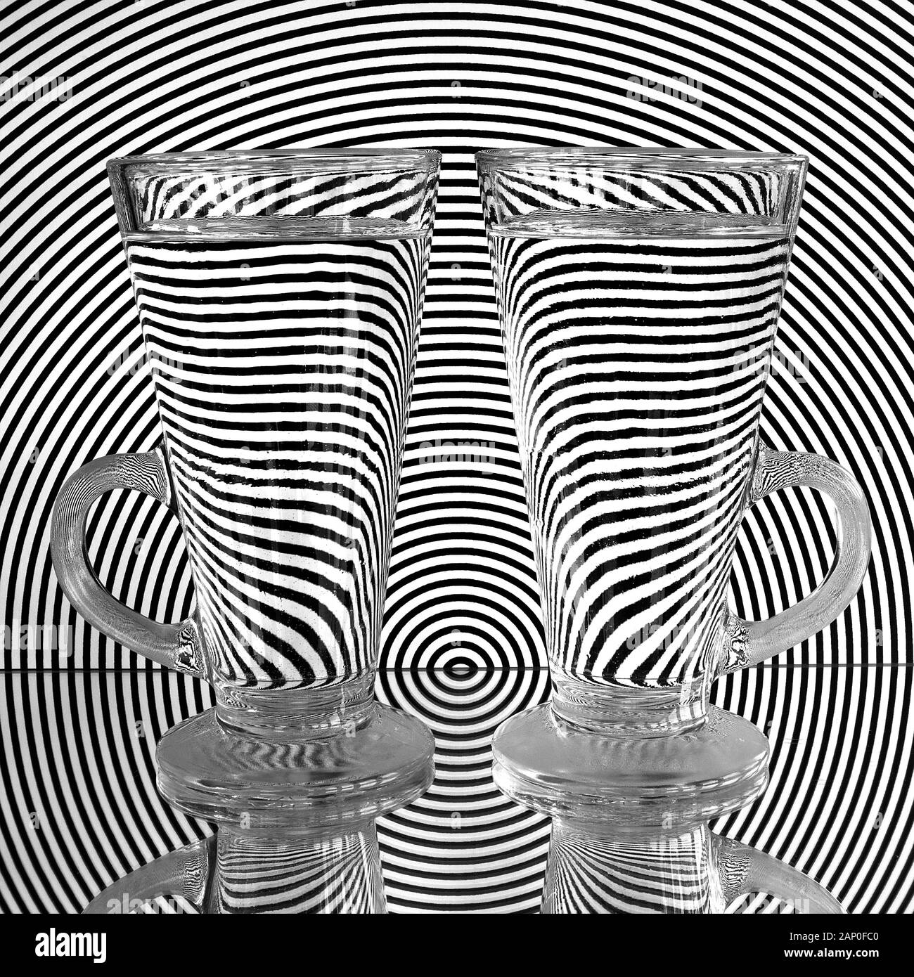 An image to demonstrate optical effects in glass and water for both artistic and educational purposes. Stock Photo