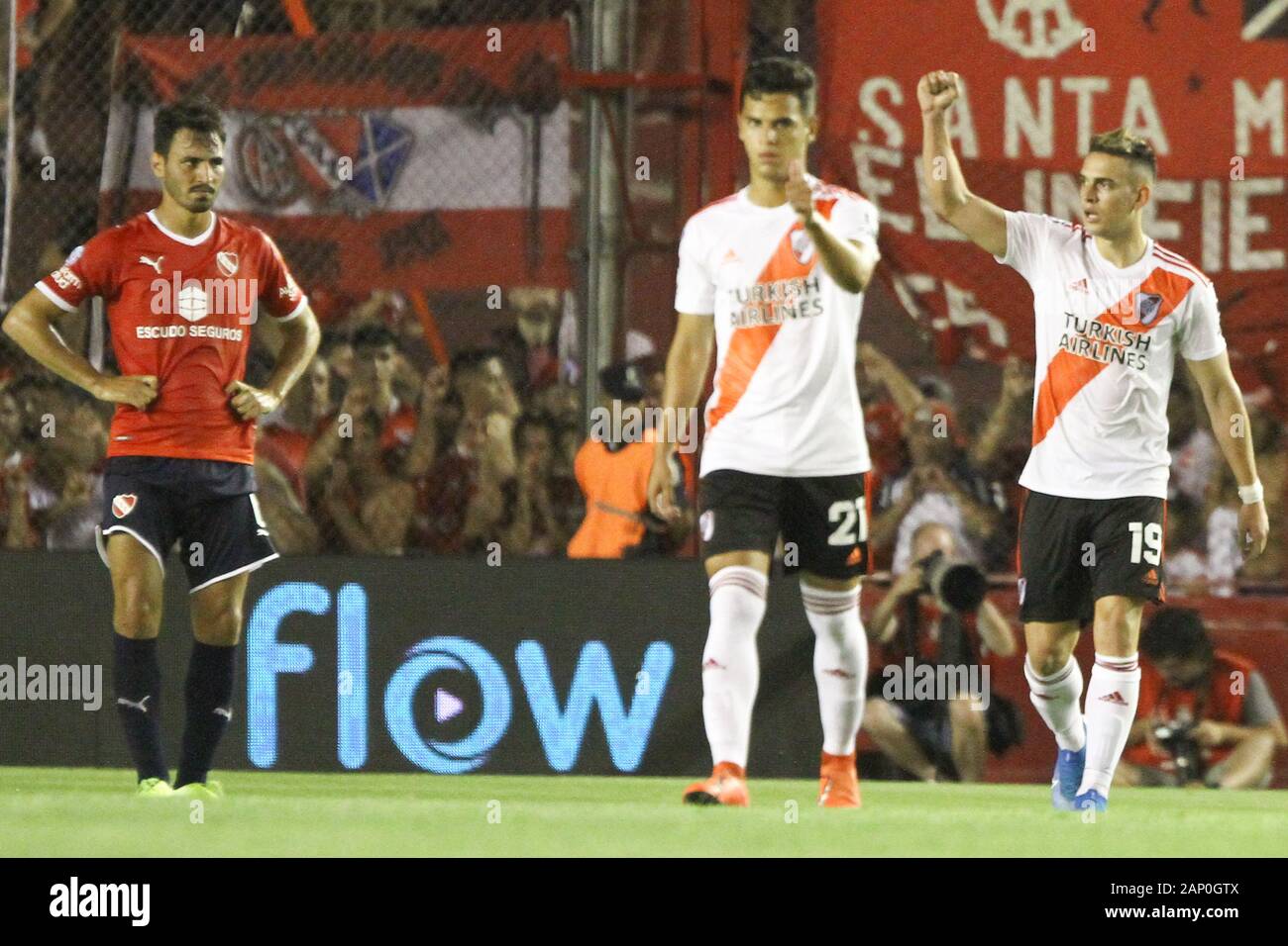 BUENOS AIRES,19.01.2020: Rafael Santos Borré celebrates his goal during the match between Independiente and River Plate at Libertadores de América Sta Stock Photo