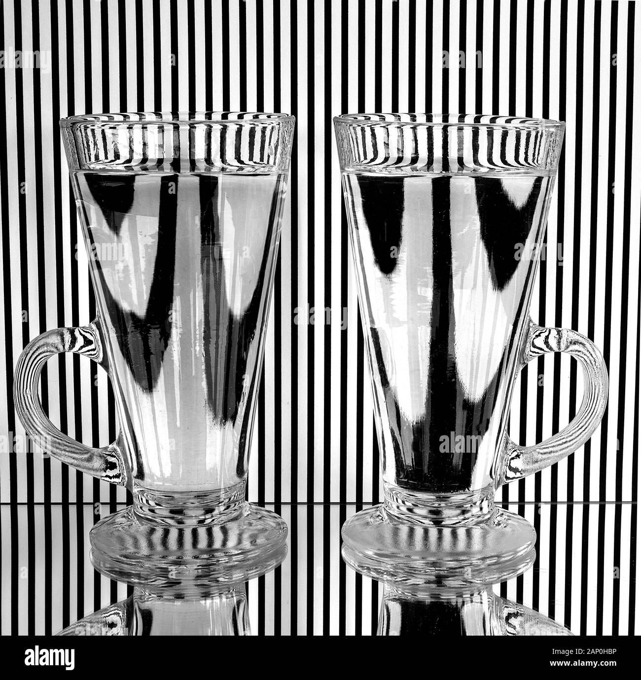 An image to demonstrate optical effects in glass and water for both artistic and educational purposes. Stock Photo