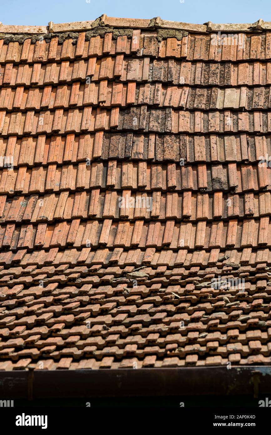 Texture of the old roof tiles ceramic background Stock Photo - Alamy
