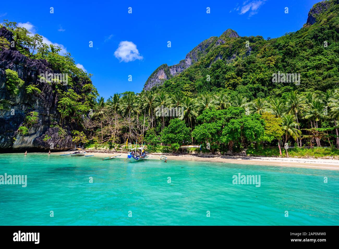 Tropical Papaya beach at paradise coast, El Nido, Palawan, Philippines