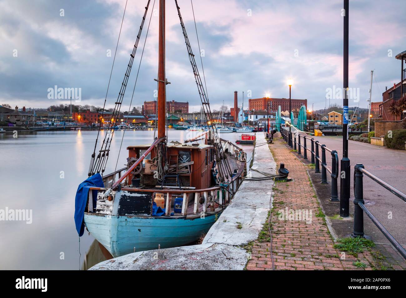 Old boat at Bristol Harbour, England. Stock Photo