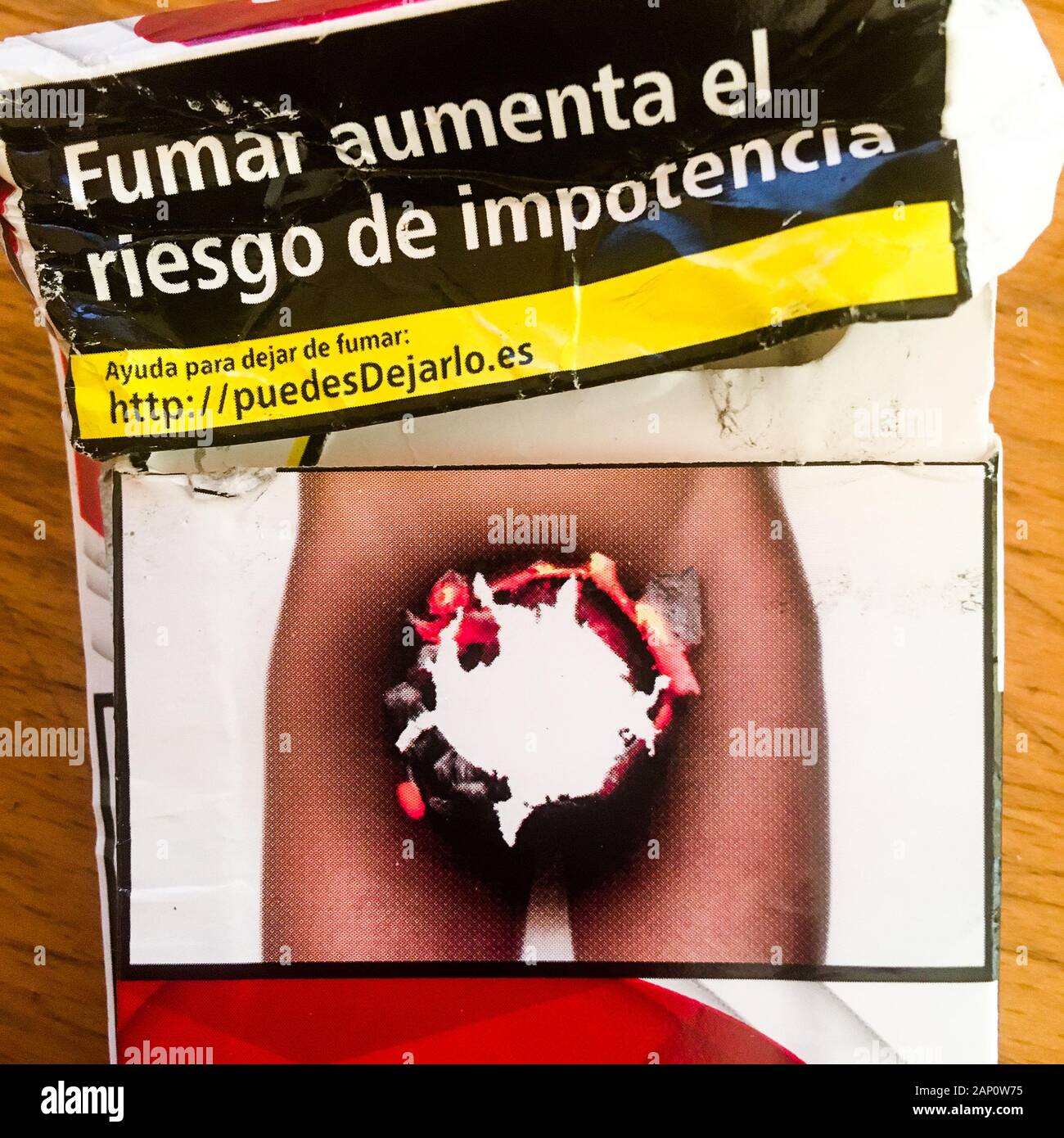 Smoking kills, Spanish cigarettes pack Stock Photo