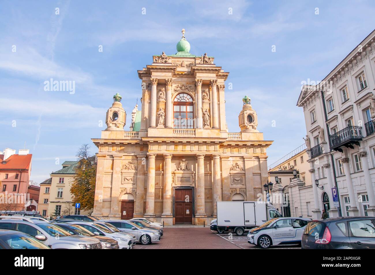 Anna Academic Church (Kościół Akademicki św. Anny) in Warsaw frontal view Stock Photo