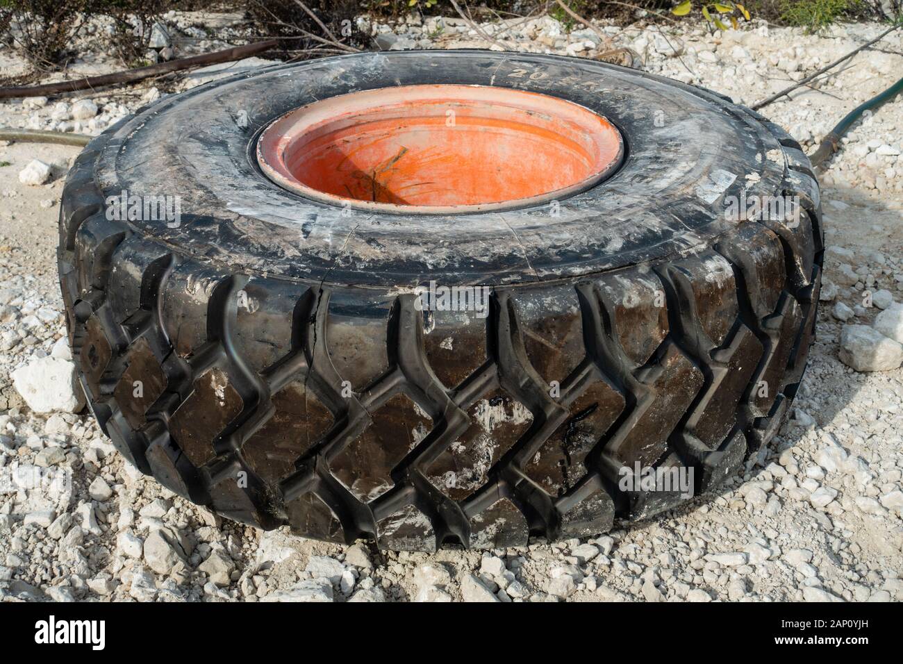 large black tyre Stock Photo