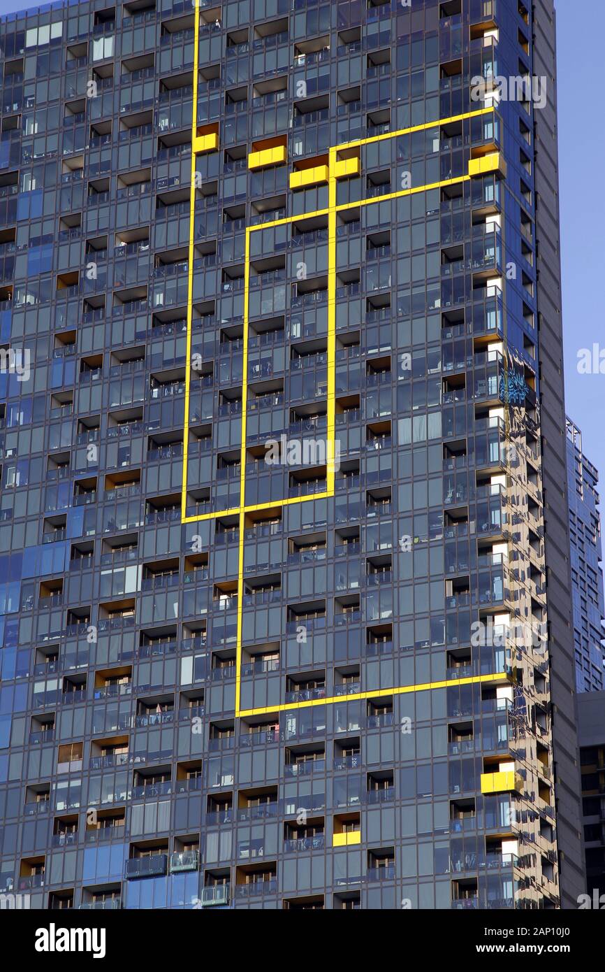 Detail of the Hudson Building, part of the Upper West Side development on Spencer Street, Melbourne Australia Stock Photo