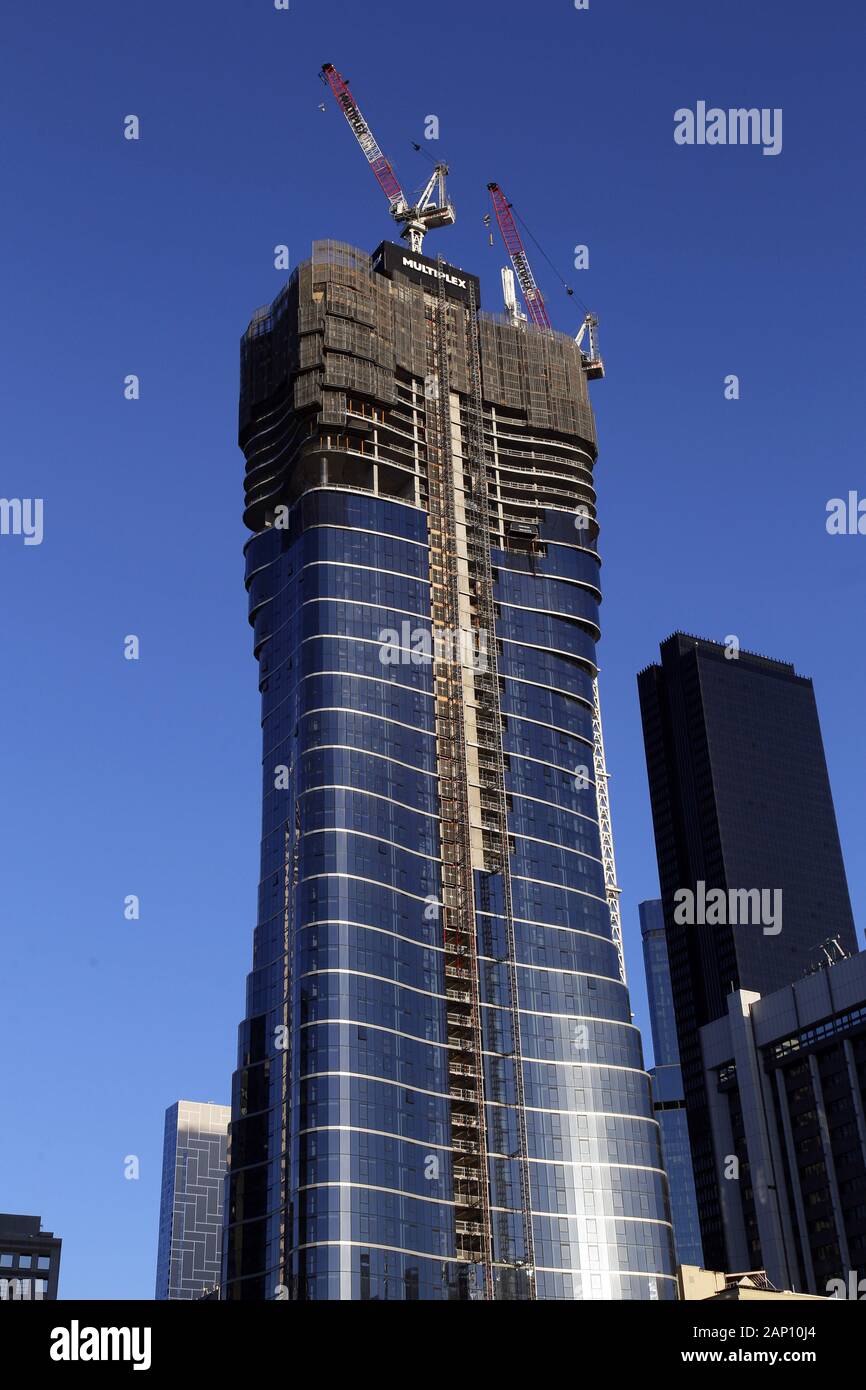 Premier Tower. Mixed Use Tower block under construction, Melbourne Australia. Stock Photo