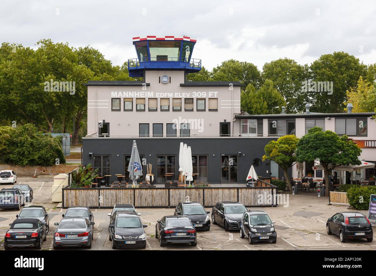 Mannheim, Germany – September 9, 2017: Terminal and Tower of Mannheim airport (MHG) in Germany. | usage worldwide Stock Photo