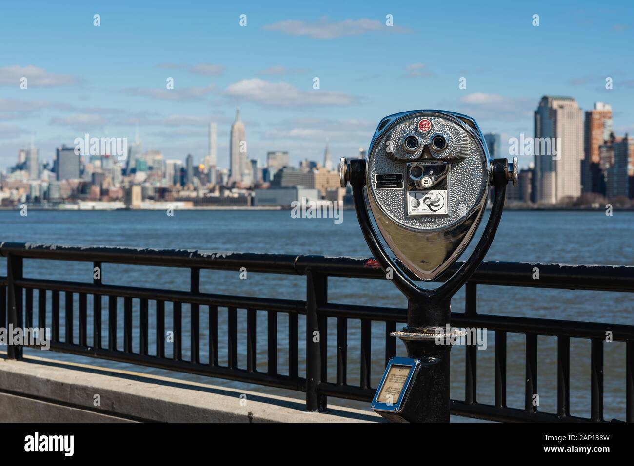 New York City View and a Telescope Stock Photo Alamy