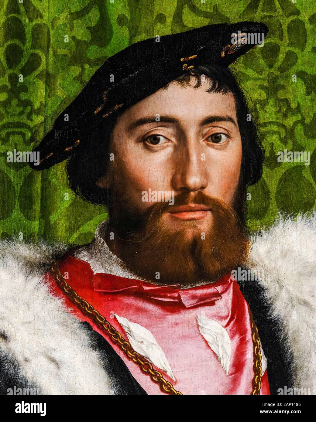Jean de Dinteville (1504–1555), detail crop from Hans Holbein the Younger portrait painting, The Ambassadors, 1533 Stock Photo